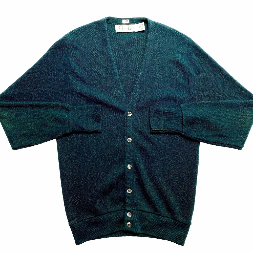 Cypress Links Cardigan Mens Small Green Button Front Acrylic Sweater